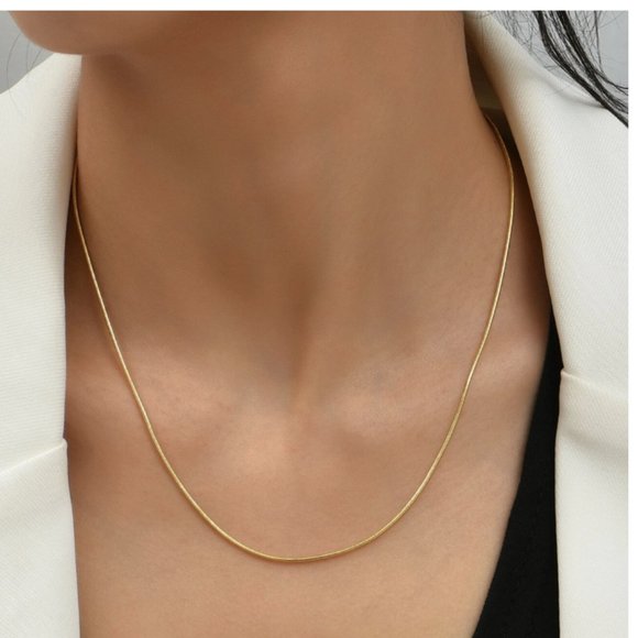 Elegant 23" 18K Gold Plated Thin Snake Chain Necklace - Picture 1 of 4